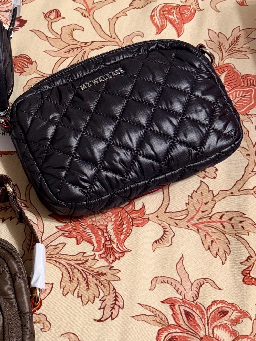 MZ Wallace Black Quilted Nylon Crossbody Pouch